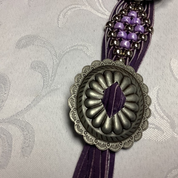 PURPLE. CONCHO BELT. FRINGED 30 in plus 17β fringed πππππππ - Picture 6 of 9